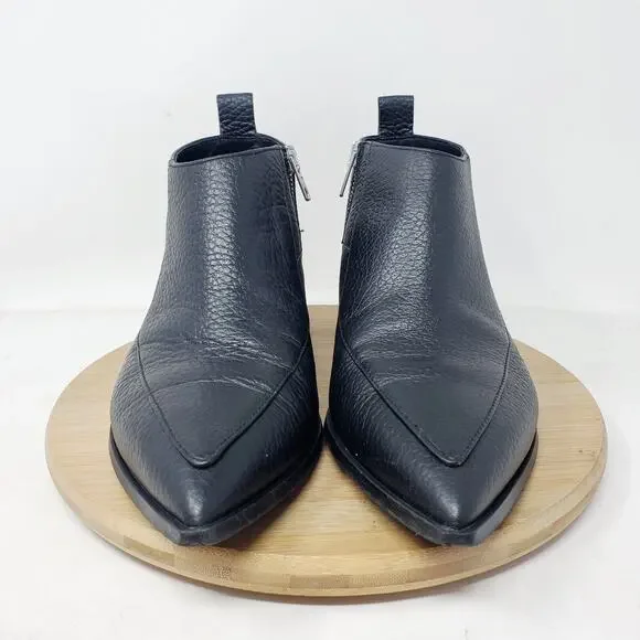 Everlane The Boss Bootie Womens 7 Black Leather Pebbled Pointed Toe Ankle Shoes - Picture 3 of 14